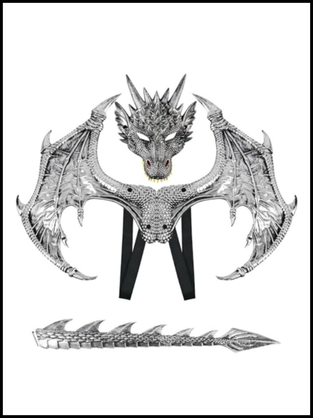 Dragon Wings Tail Mask Cosplay Set PU Adjustable Halloween Party